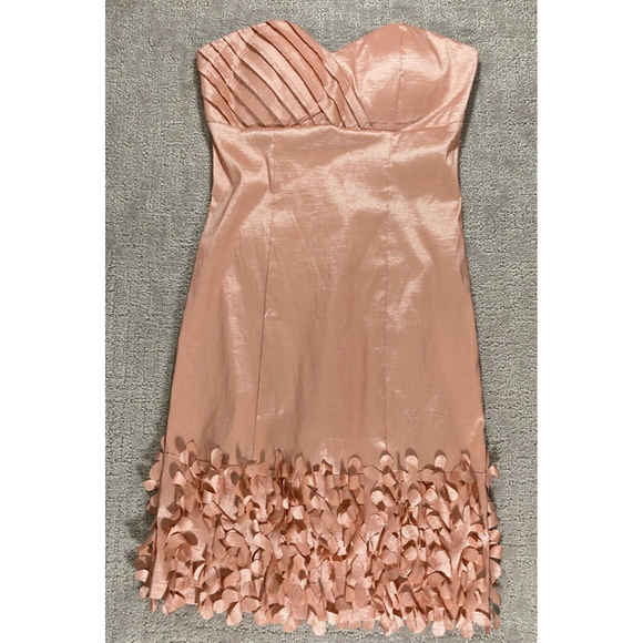 Romeo & Juliet Couture Peach Strapless Sz 6 Dress Pleated Bust & Detaile… - Picture 2 of 7